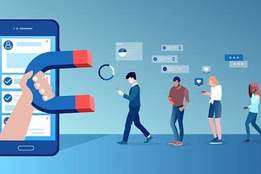 magnet on social media app drawing people toward it